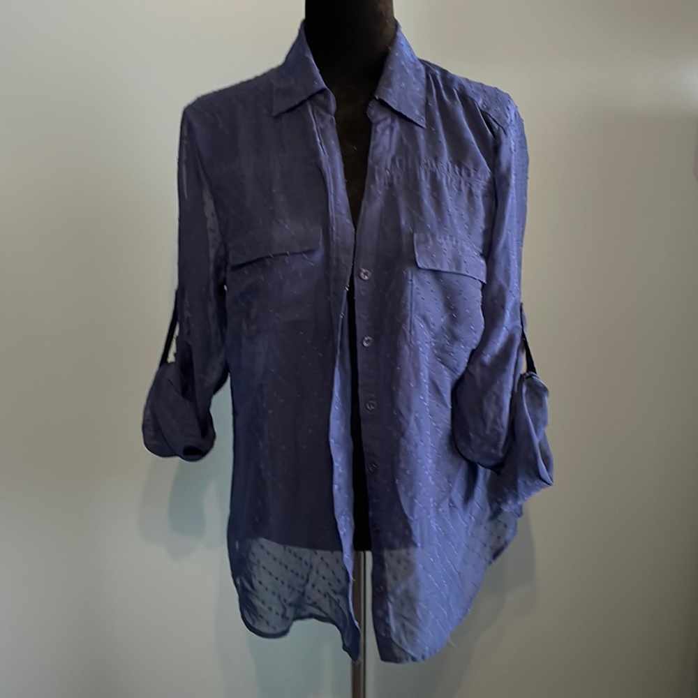 XL - NY & Co sheet blue polka dot button down